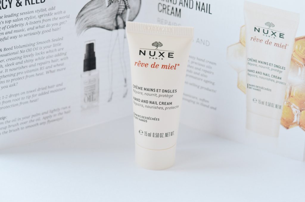 1. Nuxe Reve De Miel Hand and Nail Cream – Travel size 15ml